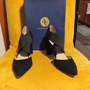 Adrienne Vittadini Black Crisscross Block Heels